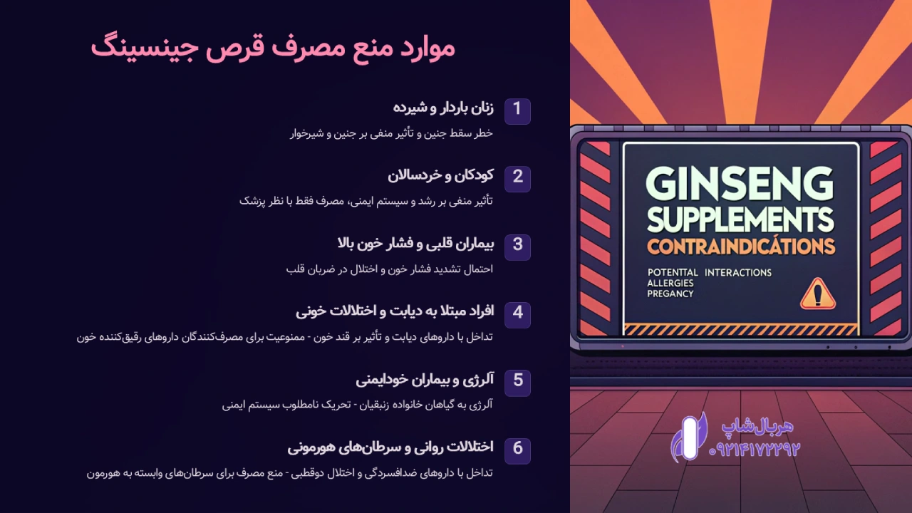 موارد منع مصرف قرص جینسینگ
