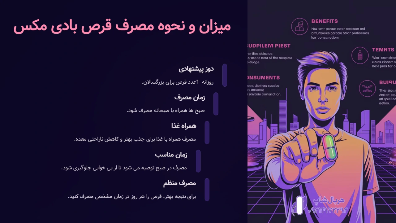 میزان و نحوه مصرف قرص بادی مکس