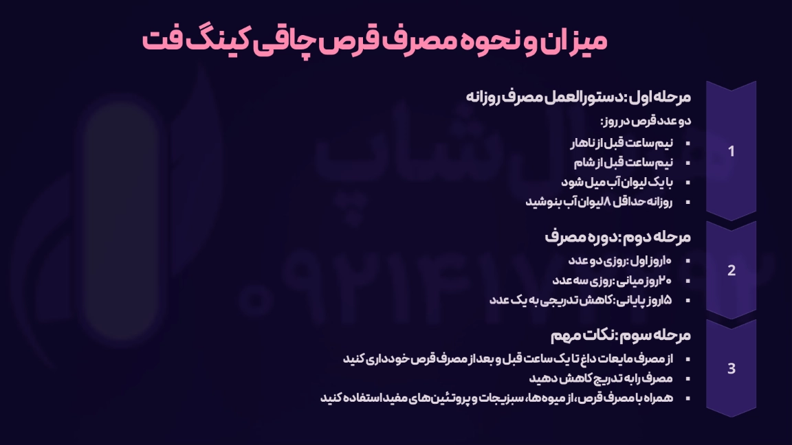 میزان و نحوه مصرف قرص چاقی کینگ فت